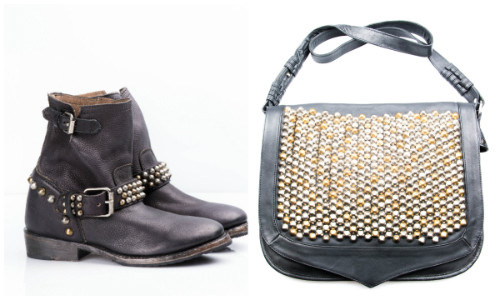 Cizme scurte cu aplicatii metalice si genti din piele pentru fashioniste cu personalitate